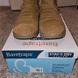 BareTraps Brown Ankle Boots with Fur Trim